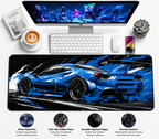 Blue Supercar Gaming Mouse Pad – Extended Desk Mat | 80 × 30 cm