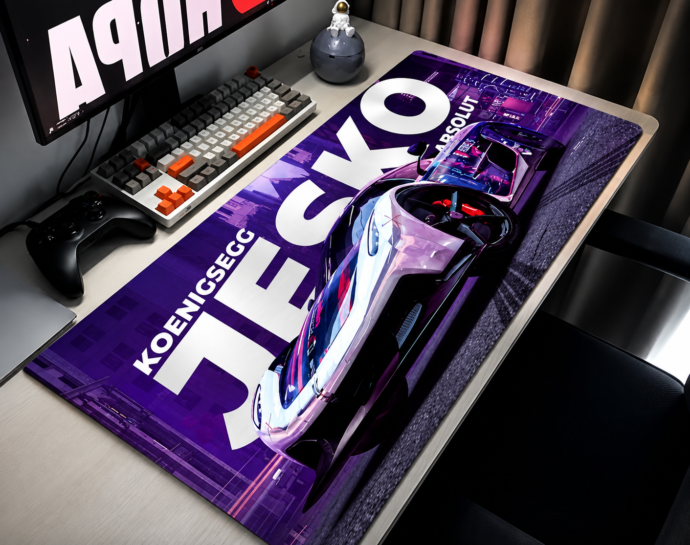 Koenigsegg Jesko Absolut Cyberpunk Gaming Desk Mat