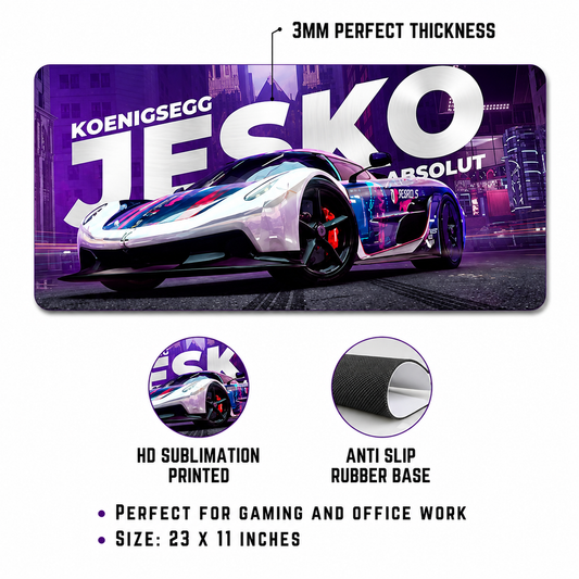 Koenigsegg Jesko Absolut Cyberpunk Gaming Desk Mat
