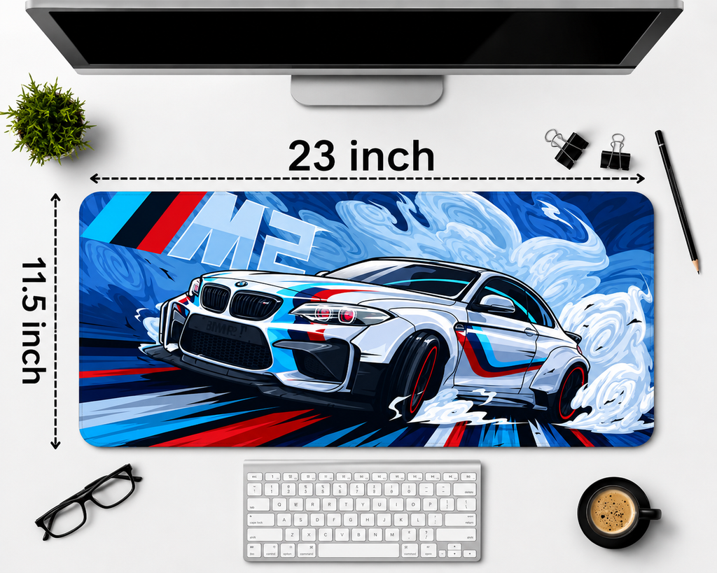 Racing Car Gaming Desk Mat – 23 × 11.5 Inch Large Mouse Pad for Gaming & Work